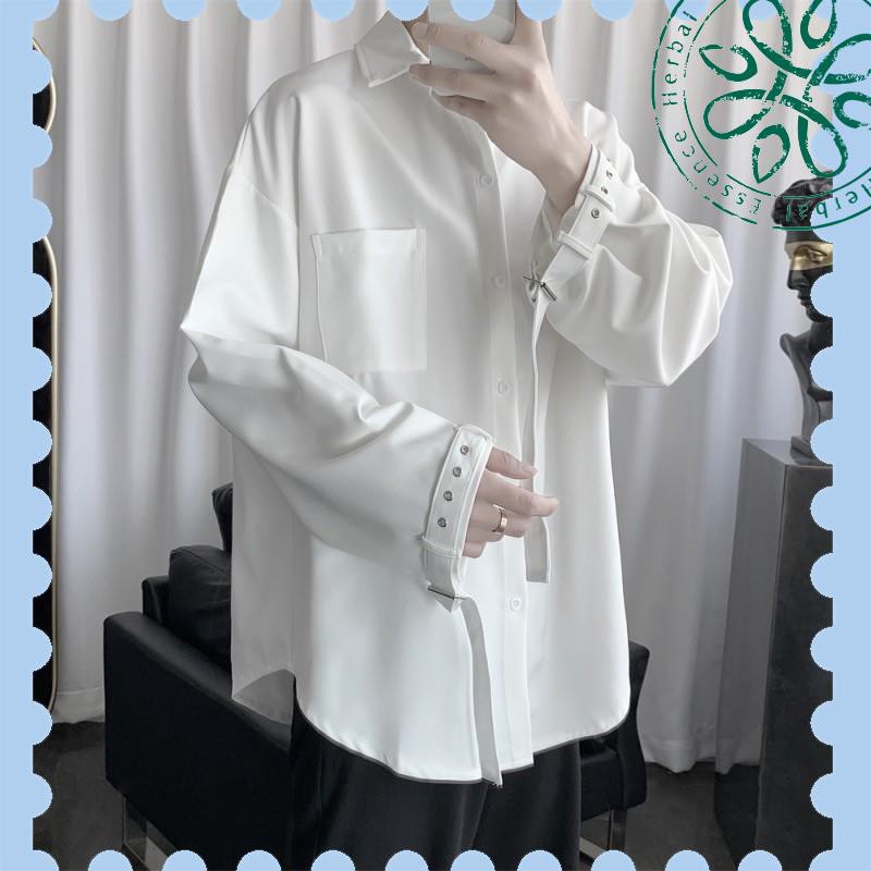 Áo sơ mi tay dài dáng rộng phong cách thời trang Hàn Quốc cho nam M-2XL