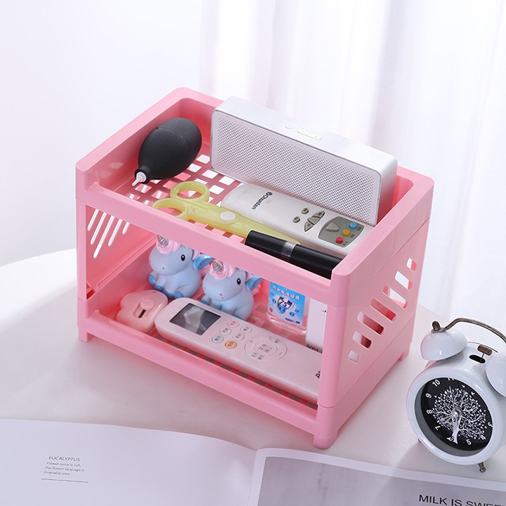 Giá 2 tầng mini đựng mỹ phẩm Kệ nhựa đồ trang điểm ing để đồ dùng học tập youngcityshop 30.000