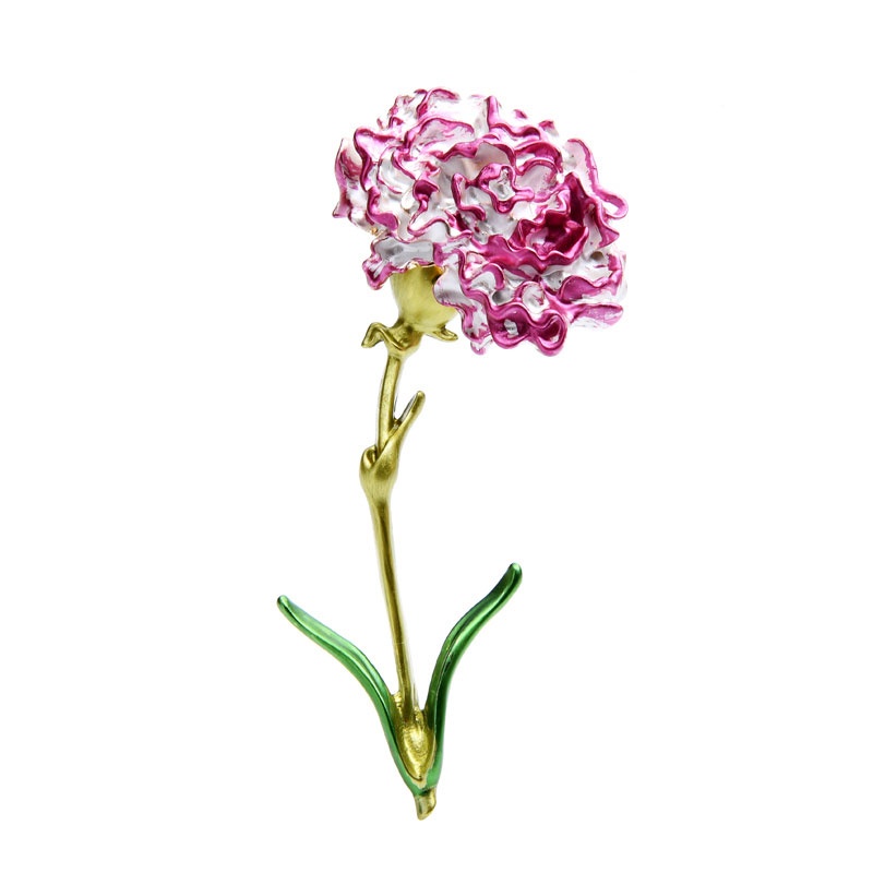 Trâm Cài Áo Hình Hoa Cẩm Chướng Lớn Tráng Men Màu Hồng Và Xanh Dương Cho Nữ