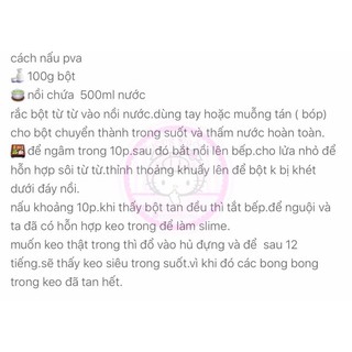55k/500g-110k/1kg (Bột nấu keo làm slime(pva)