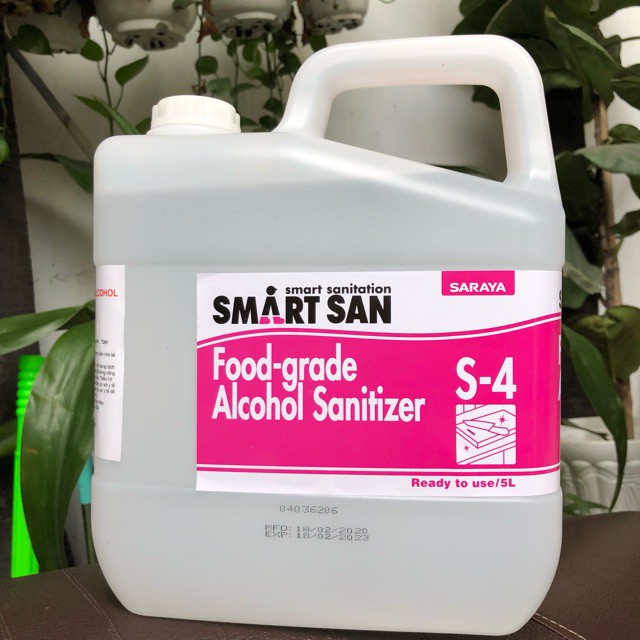 Cồn sát khuẩn thực phẩm, Cồn Diệt Khuẩn Smart San Food-Grade Alcohol Sanitizer S4 - Can 5 lít