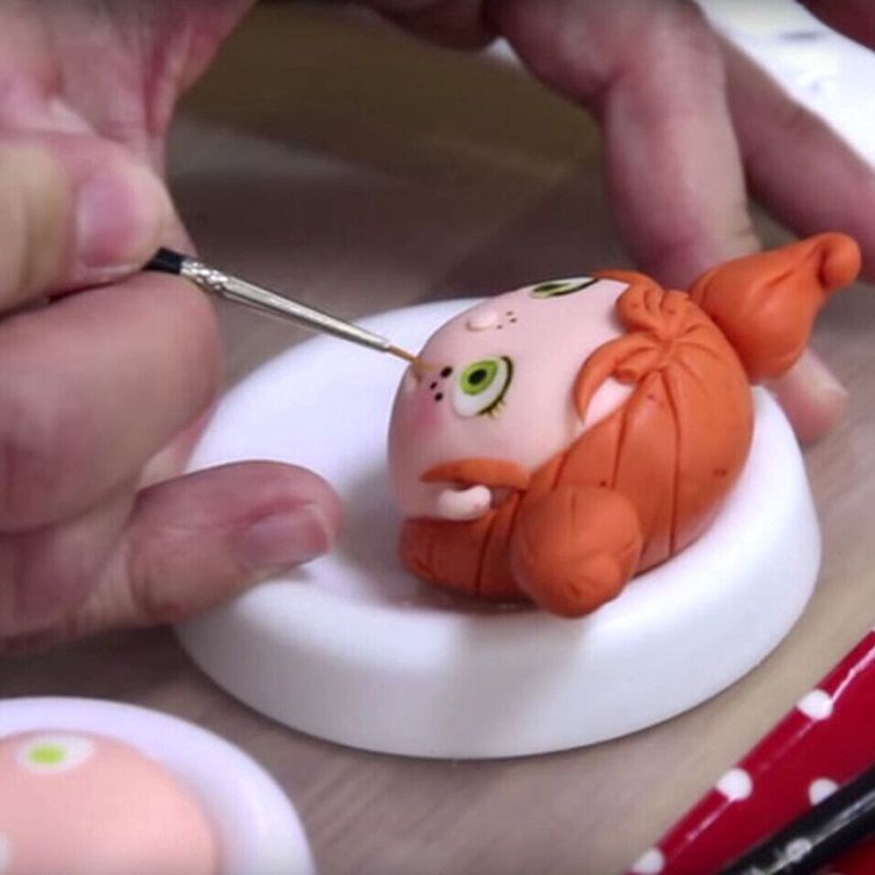 Set 3 chén nhựa đỡ hoa đất sét, fondant, đầu chibi.
