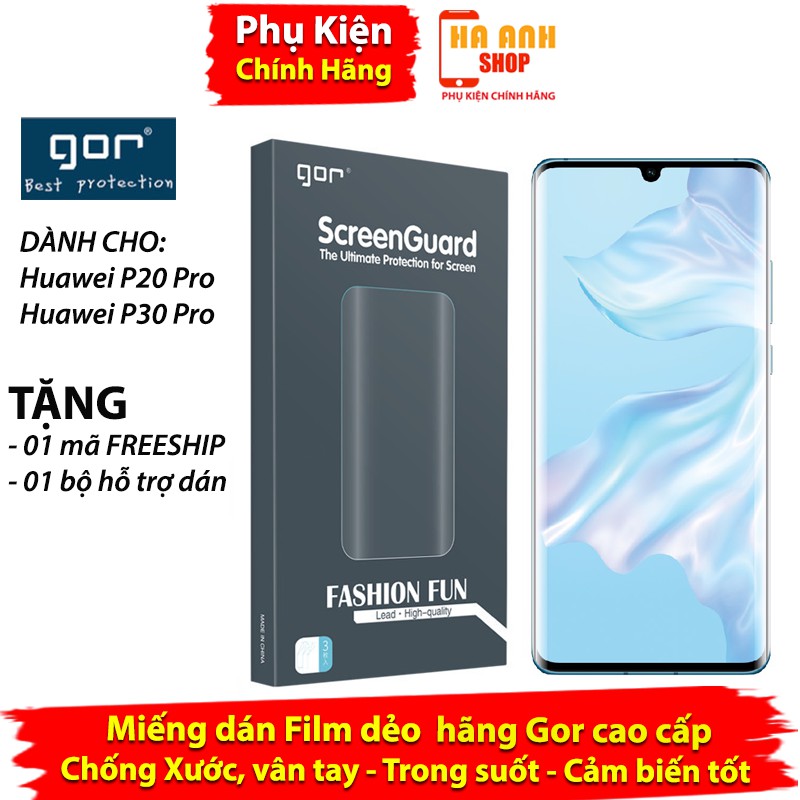 Miếng dán Huawei P20 Pro / P30 Pro Full màn hãng Gor cao cấp(Bộ 3 miếng)