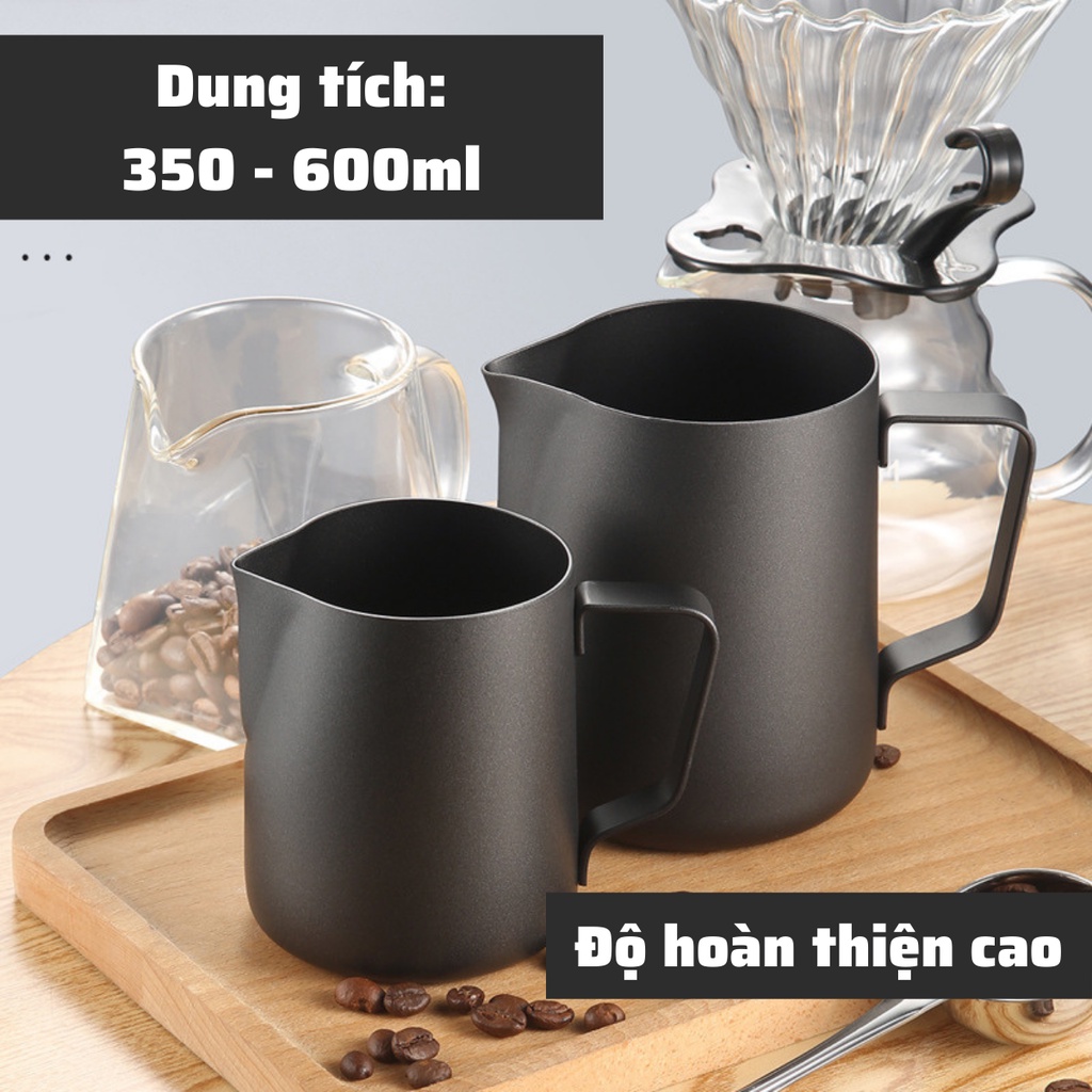 Ca đánh sữa lạnh Inox 304 cao cấp dung tích 350-600ml pha latte tạo hình nghệ thuật cà phê Espresso