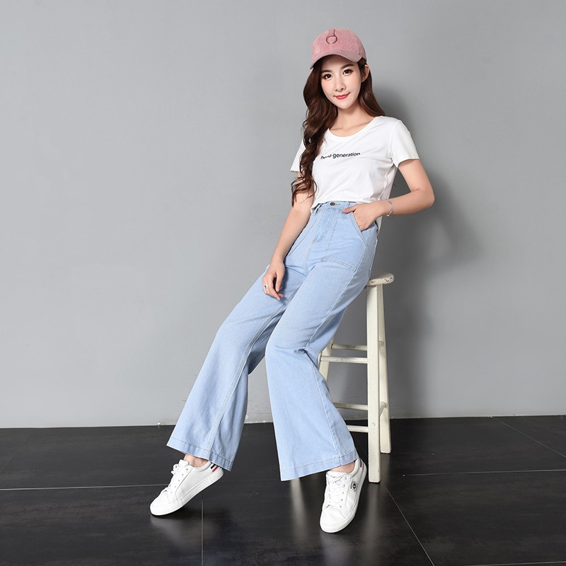 Quần jeans nữ lưng cao ống rộng | BigBuy360 - bigbuy360.vn