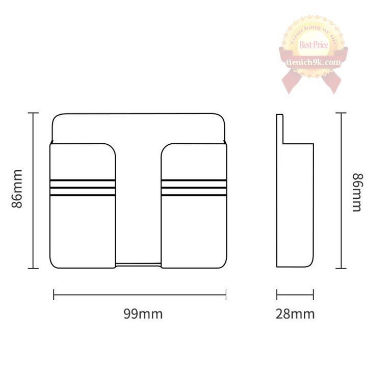 Kệ để điện thoại điều khiển điều hòa dán tường có lỗ bắt vít và sạc điện thoại