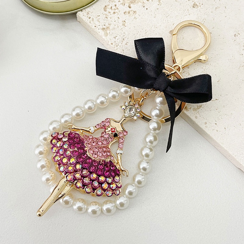 Móc Khóa Hình Vũ Công Đính Ngọc Trai / Kim Cương Giả Xinh Xắn