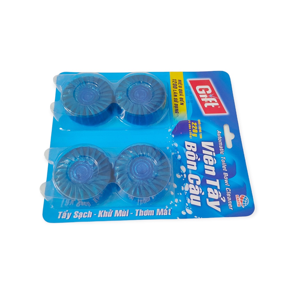 Viên Tẩy Bồn Cầu Gift Làm Sạch Nhanh Khử Mùi Hôi Vỉ 4 Viên 220g
