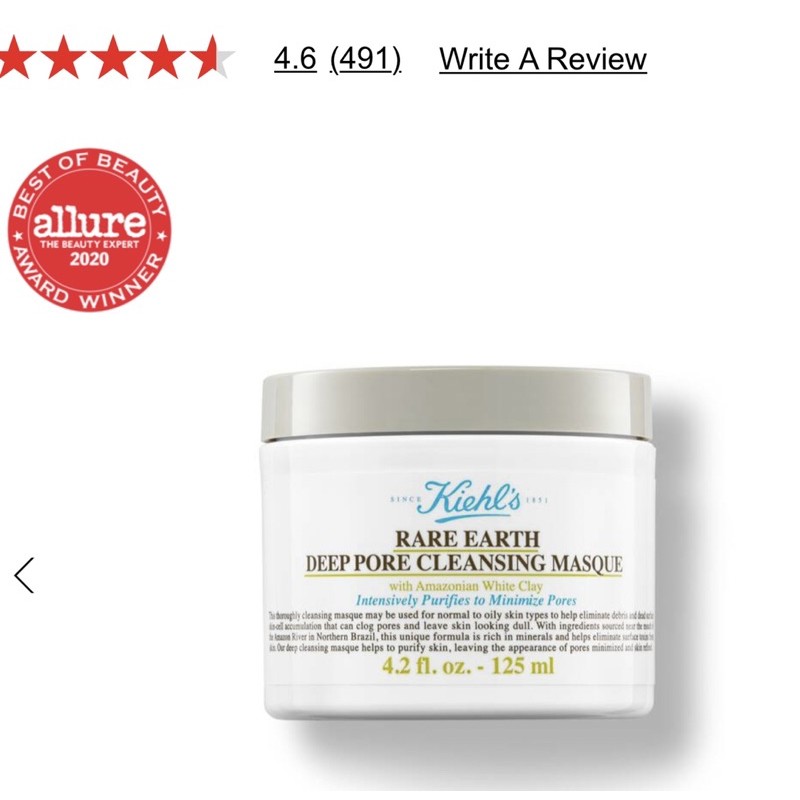 Mặt nạ Rare Earth Deep Pore Cleansing Masque Kiehl’s 125ml | BigBuy360 - bigbuy360.vn