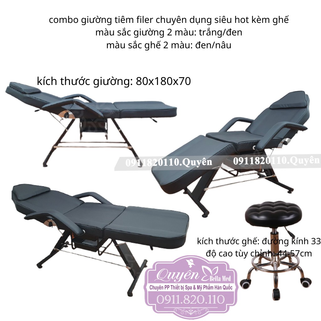 Combo siêu hot giường tiêm filer chuyên dụng kèm ghế cao cấp