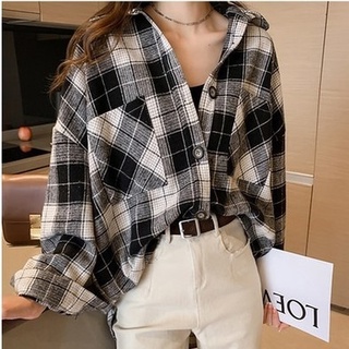 Xj-áo Khoác Sơ Mi Kẻ Ô Dài Tay Phong Cách borong Hàn Quốc Thời Trang Cho Nữ 1025