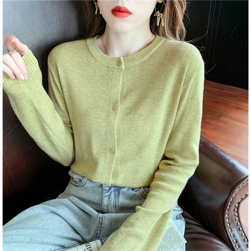 NRVP Áo Khoác Cardigan Dệt Kim Tay Dài Dáng Rộng Phong Cách Hàn Quốc Cho Nữ