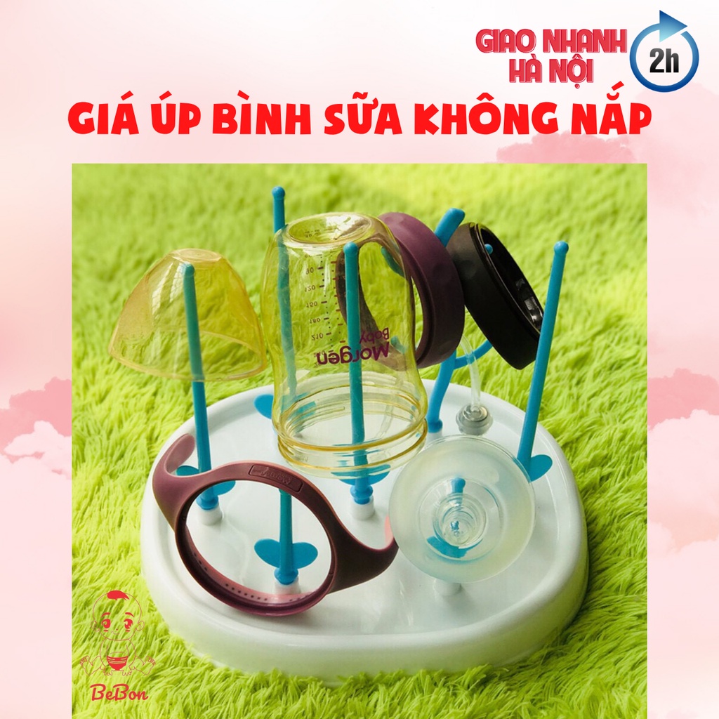 Giá úp bình sữa không nắp, khay úp bình sữa núm ti