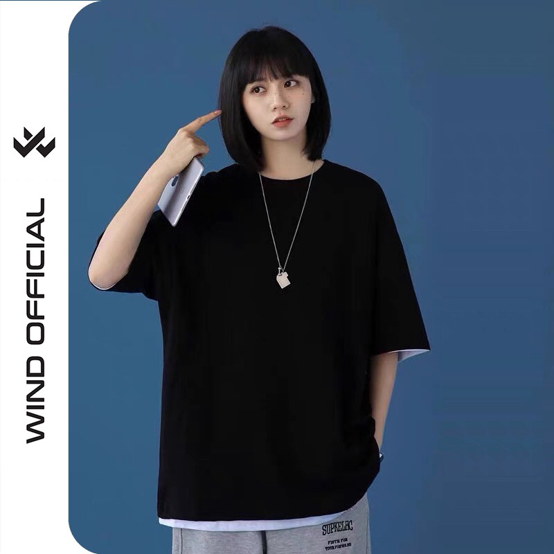 Áo thun tay lỡ unisex form rộng phông Basic nam nữ phong cách ulzzang Wind