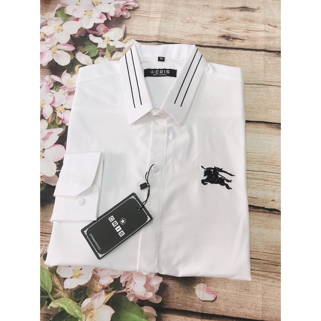 Áo Sơ Mi Nam Thêu Họa Tiết 2 Màu Trắng Đen - Aru Shop | BigBuy360 - bigbuy360.vn