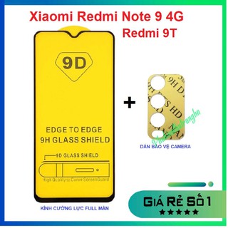 Combo Xiaomi Redmi Note 9 4G/ Redmi 9T kính cường lực full màn hình + dán bảo vệ camera