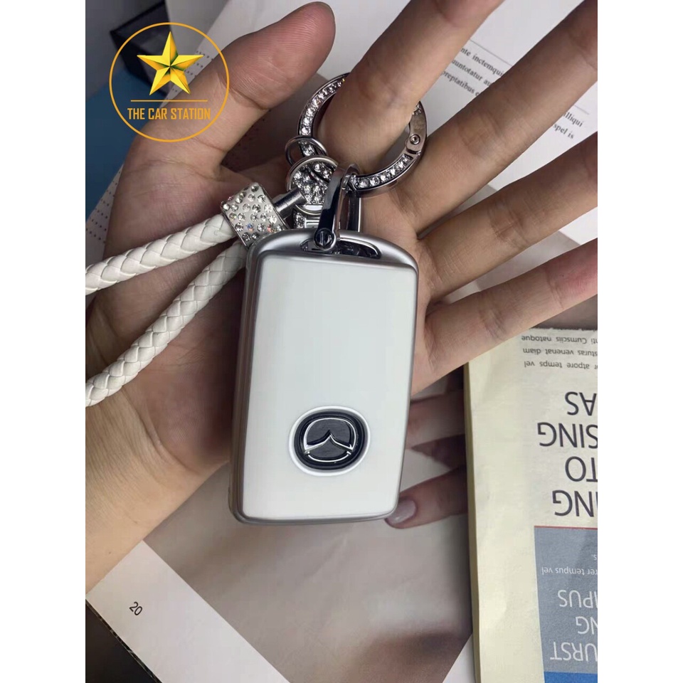 - Ốp đính đá bọc chìa khóa xe hơi ô tô Mazda 2 3 6 - Mazda CX 3 - CX 5 - CX 8 - CX 30 -  Bao da chìa khóa-Mẫu 74
