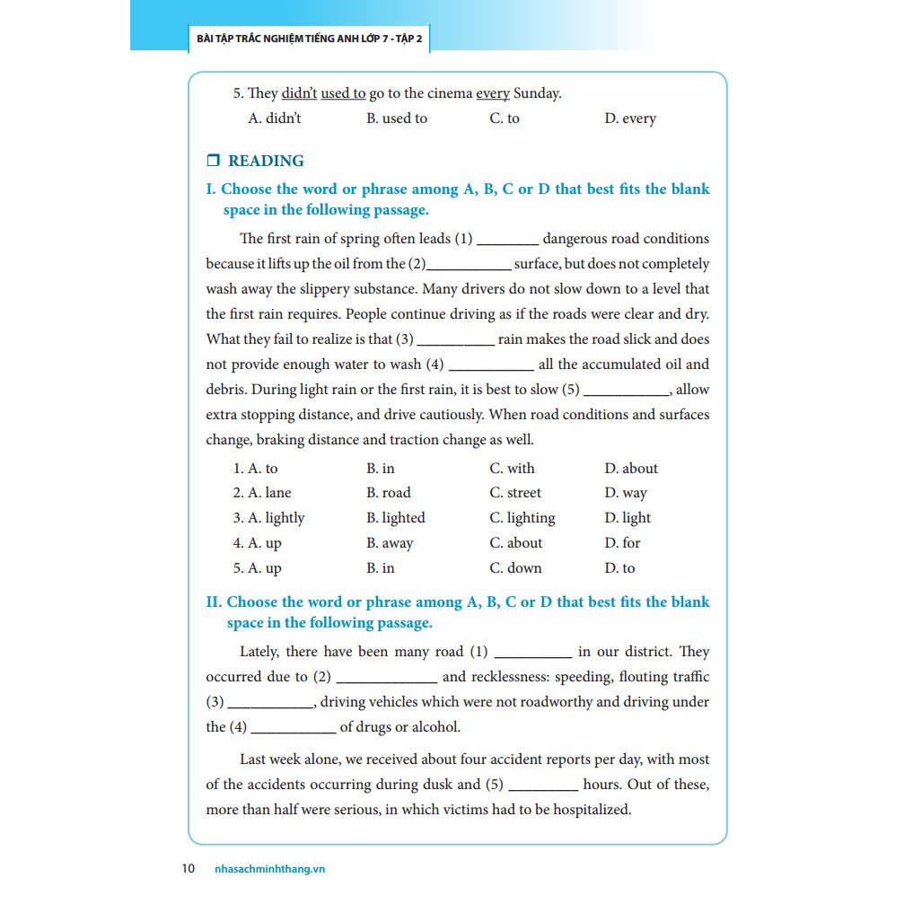 Sách - The Langmaster - Bài Tập Trắc Nghiệm Tiếng Anh Lớp 7 Tập 2 (Có Đáp Án)