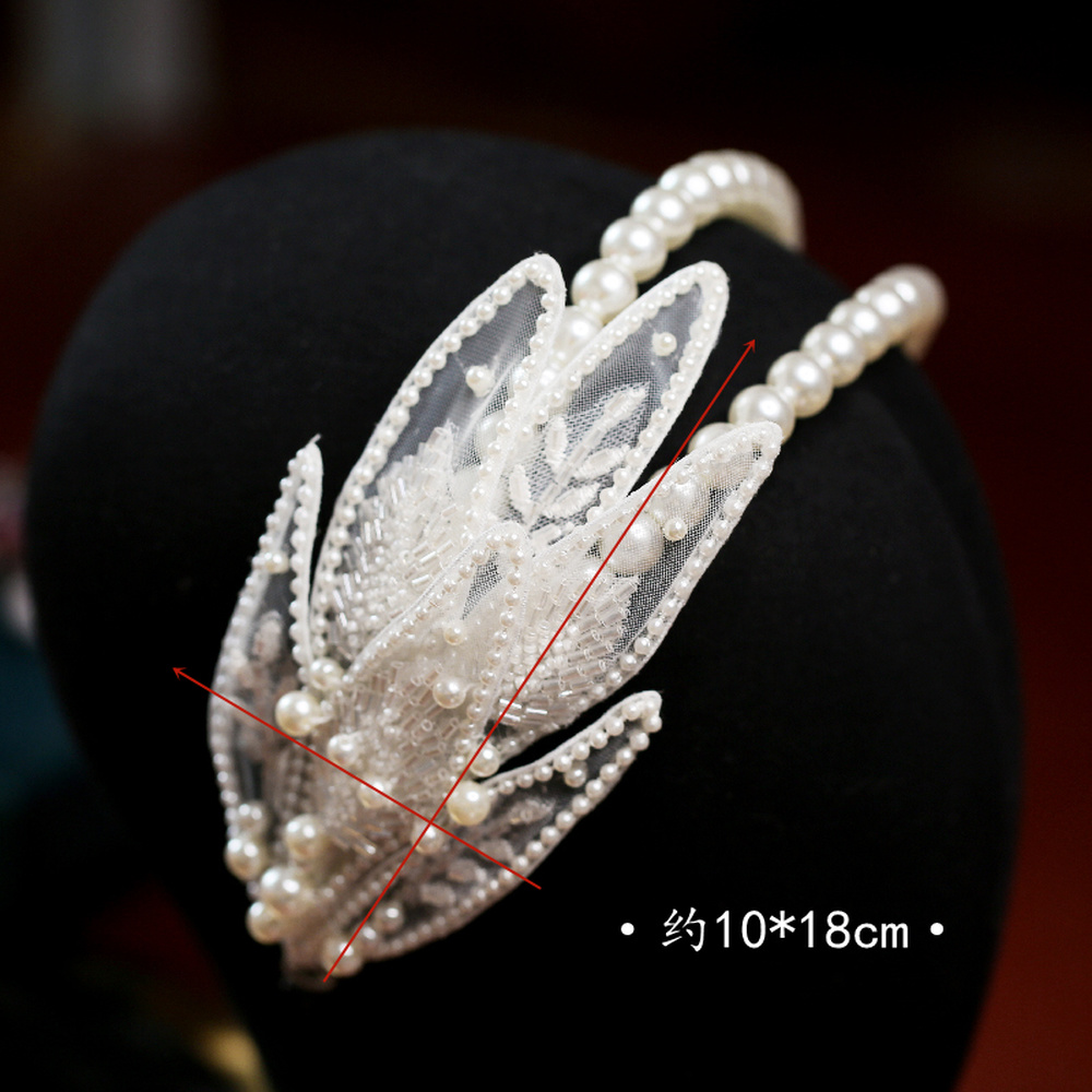 Băng đô hình lá đính pha lê ngọc trai nhân tạo thời trang cho cô dâu