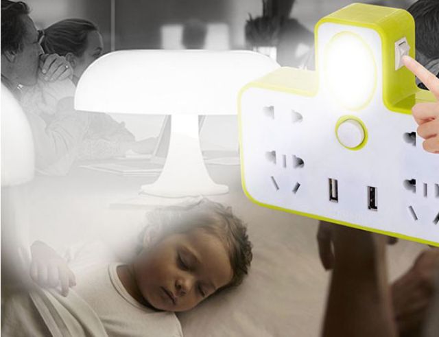 HCM - Ổ Cắm Điện Đa Năng Kèm Đèn Ngủ Và Cổng USB Sạc Điện Thoại Tiện Lợil