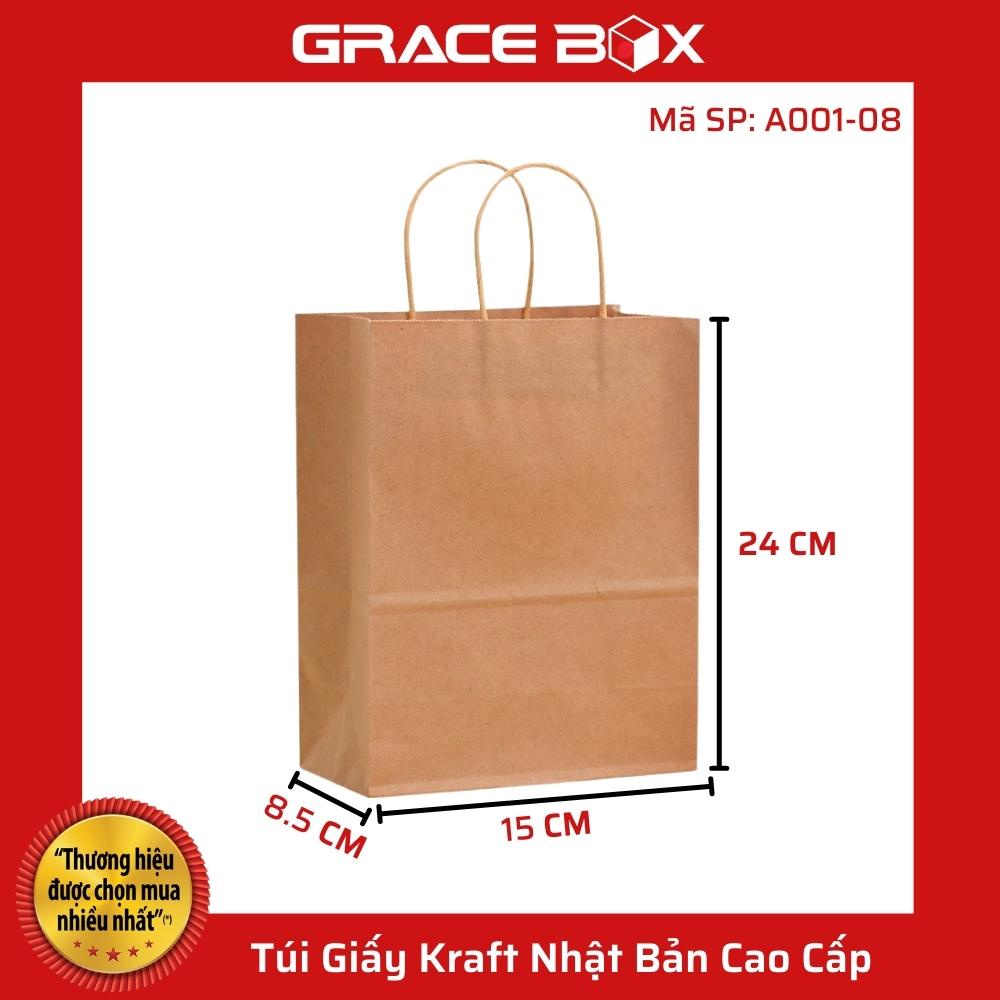 {Giá Sỉ} Túi Giấy Kraft Nhật Bản Cao Cấp - Size 15 x 8.5 x 24 cm - Màu Nâu - Siêu Thị Bao Bì Grace Box