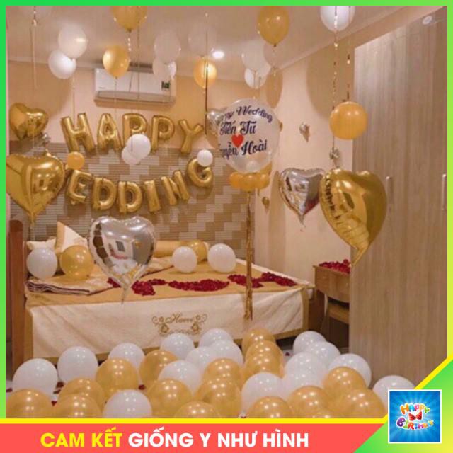 Set trang trí phòng cưới❤️FREESHIP❤️Happy Wedding PC003 (Tặng kèm bơm tay + keo dán bóng) #TrangTriSinhNhat