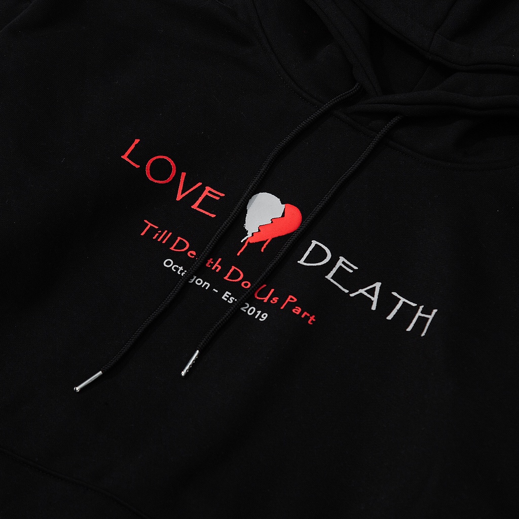 Áo Hoodie Nỉ Bông OCTAGON LOVE AND DEATH Màu Đen Form Oversize