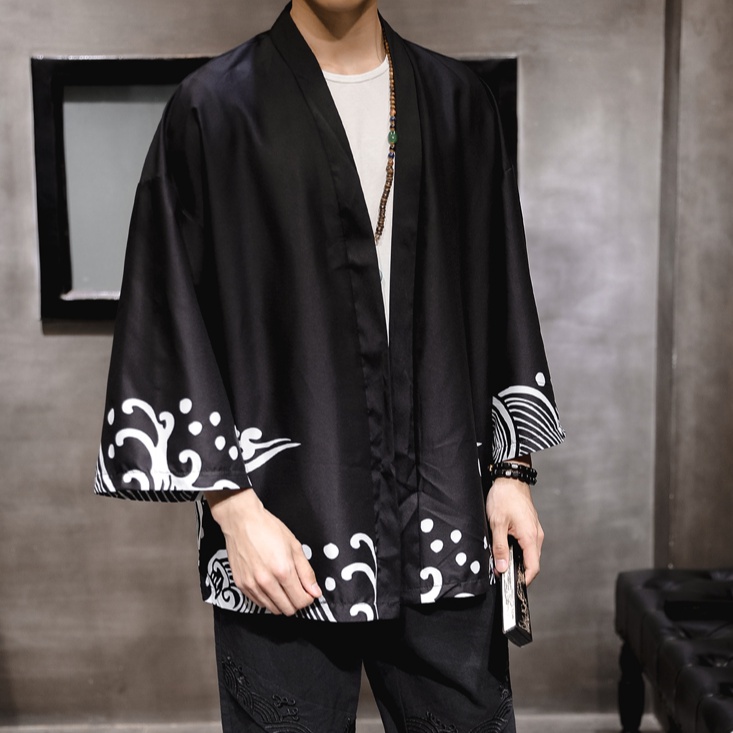 IFNICEFUTURE Áo Khoác Kimono Nam Họa Tiết Thời Trang Phong Cách Nhật Bản