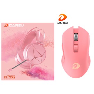  Combo tai nghe DareU EH722s Pink, chuột DareU EM905 Pro Pink Wireless