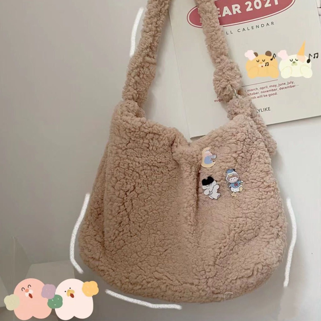 Túi Xách Lông Nhung Kích Thước Lớn Dễ Thương Xinh Xắn Cho Nữ