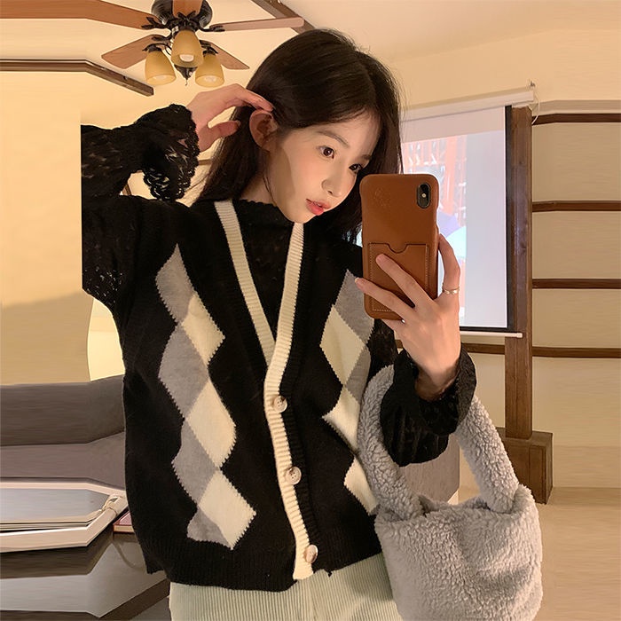 Áo len nữ không tay cổ chữ V thời trang Hàn