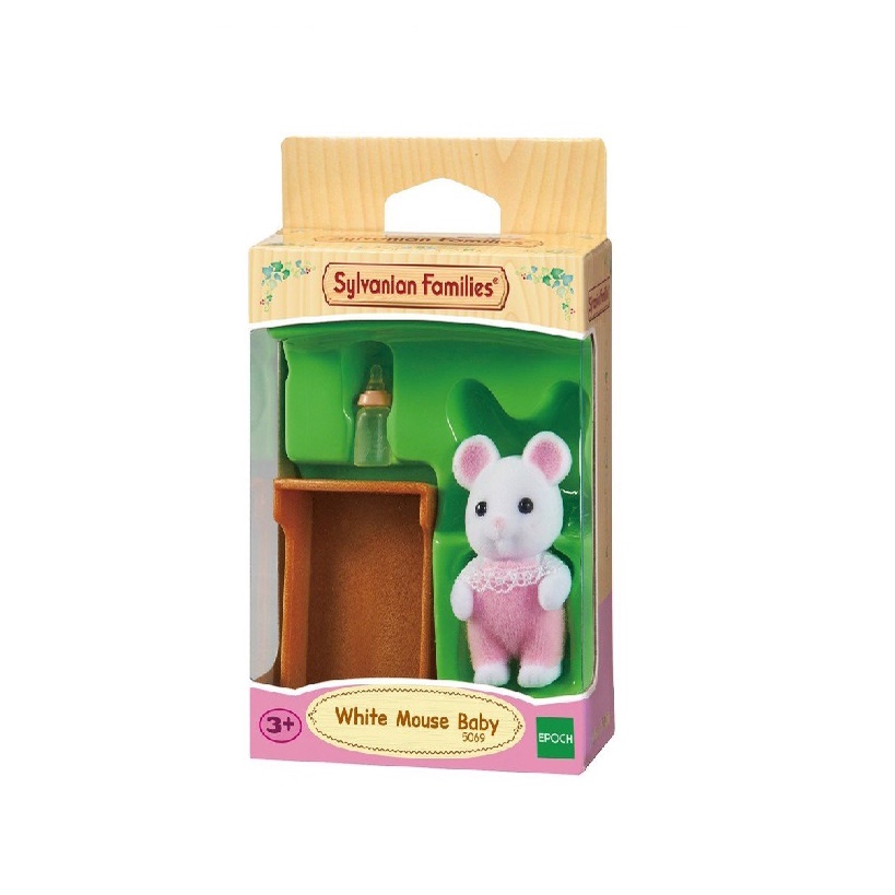 Đồ chơi nhập vai Bé Chuột trắng Epoch Sylvanian Families có kèm phụ kiện nôi và bình sữa