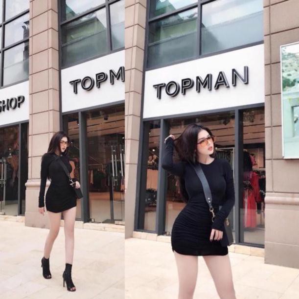 Váy thun gân body dáng ngắn