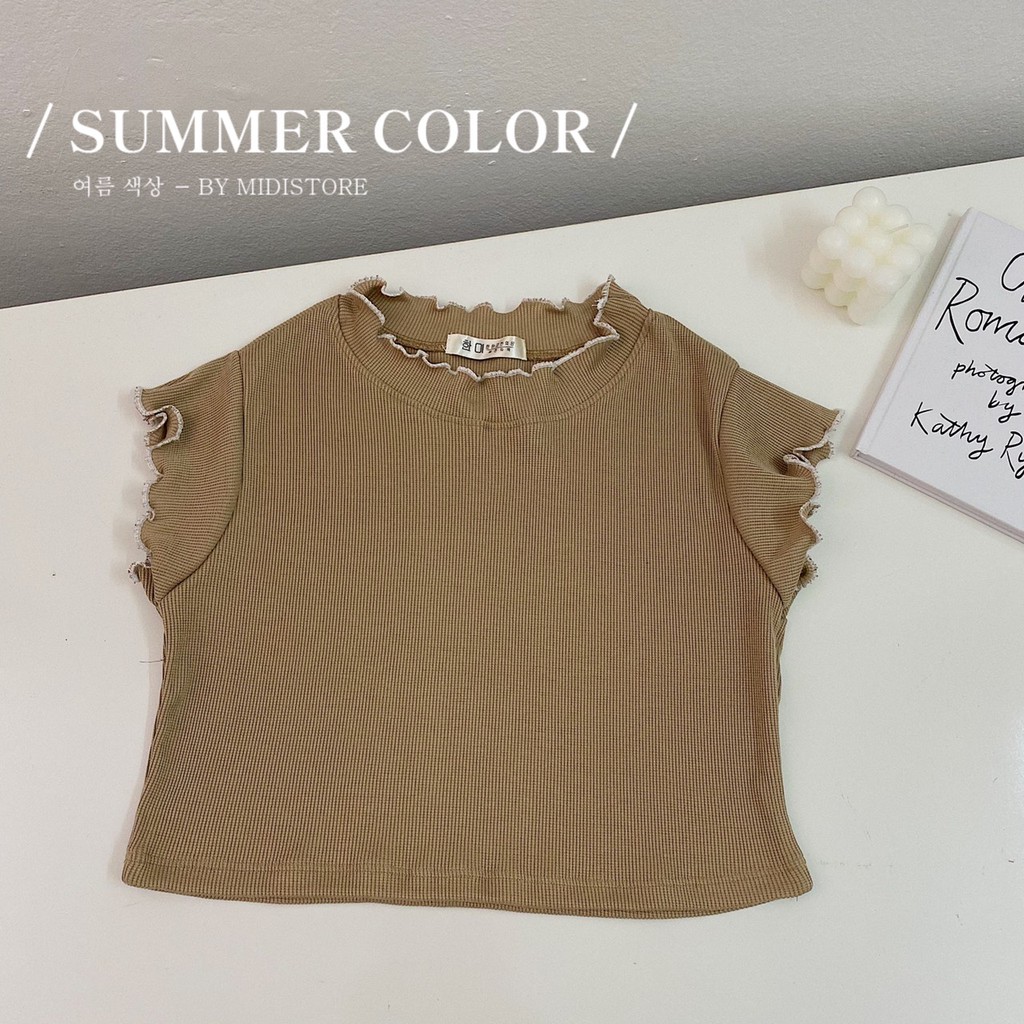 Áo Croptop gân viền