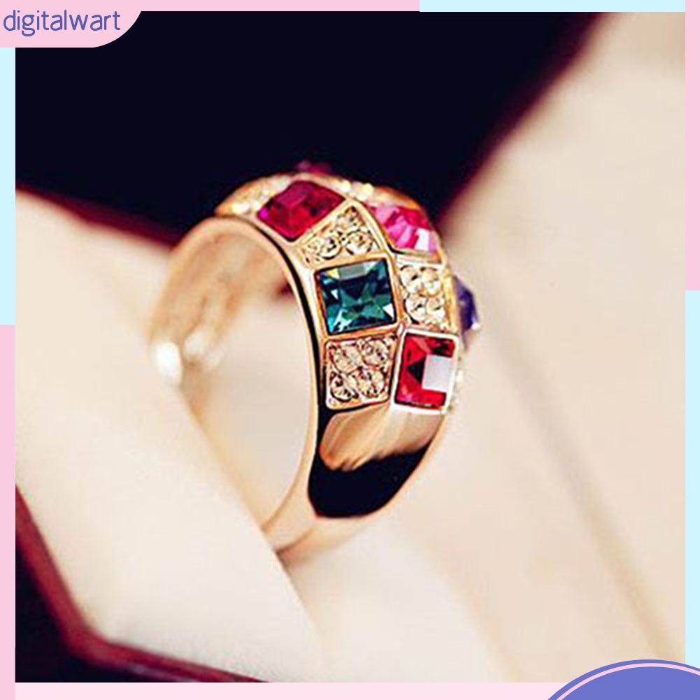 Nhẫn hợp kim đính đá nhiều màu