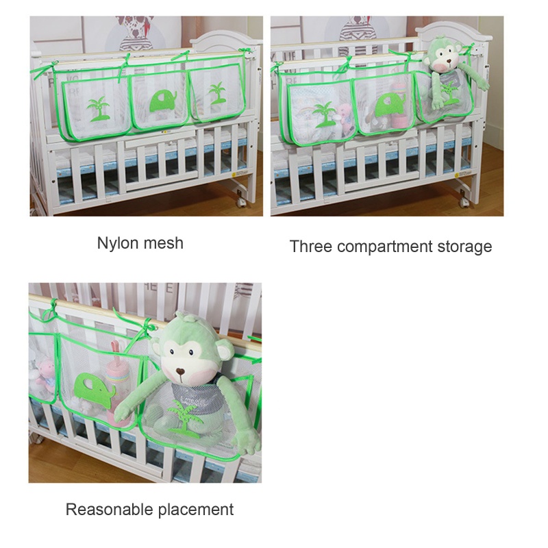 Túi Đựng Tã Lót / Đồ Chơi 3 Ngăn Treo Cạnh Giường Em Bé Sơ Sinh Thoáng Khí Đa Năng