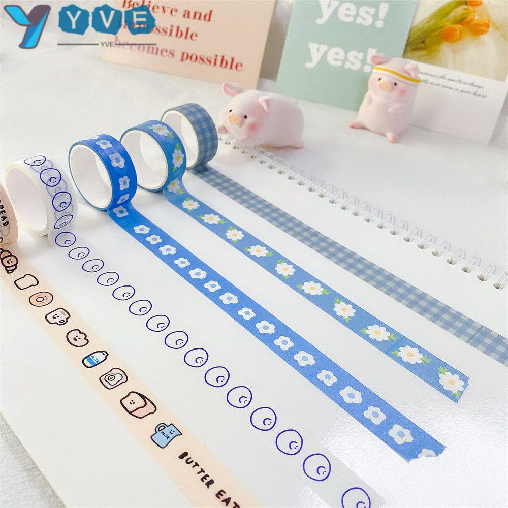 Cuộn băng keo giấy washi hình hoa hoạt hình nhiều màu dễ thương trang trí sổ tay DIY
