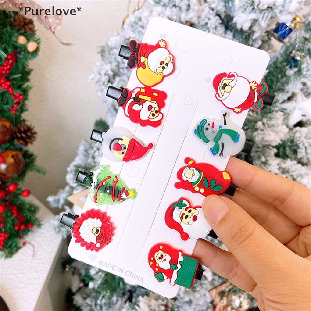 Set 10 Kẹp Tóc Hình Cây Thông Giáng Sinh Dễ Thương Xinh Xắn