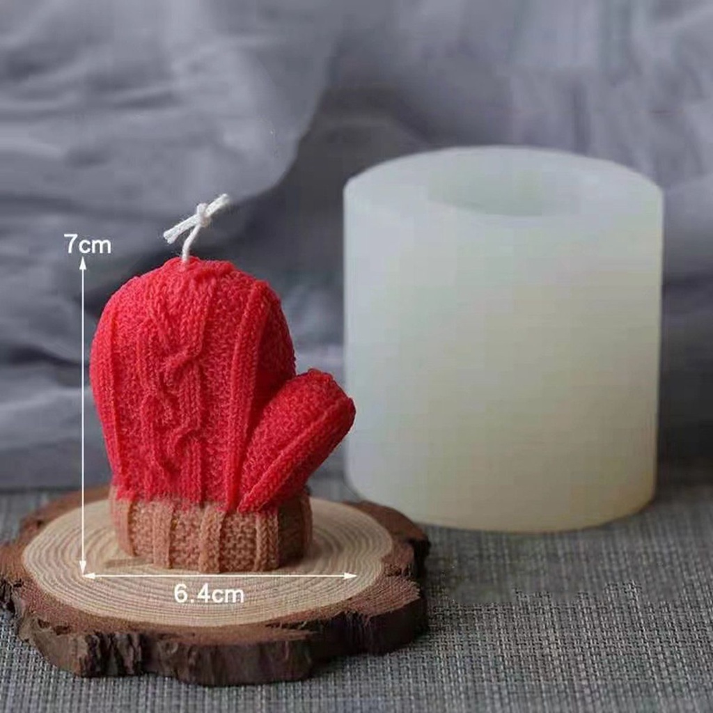 MENGXUAN Decorative Candle Mold 3D Christmas Decor Baking Mould DIY Crafts Mitten Home Decoration Gloves Shaped Woolen Knitted Handmade Soap Making Tool