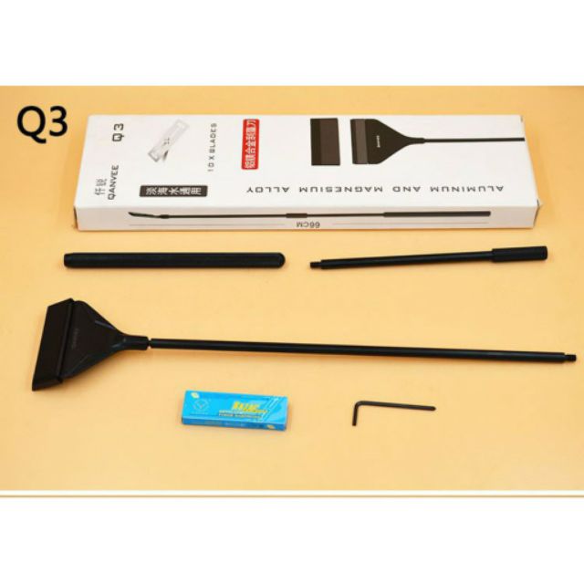 Cây Cạo Rêu Thủy Sinh Inox QANVEE Q1 Q3 - Tặng Kèm 10 Lưỡi Cạo Chuyên Dụng cho cây size lớn