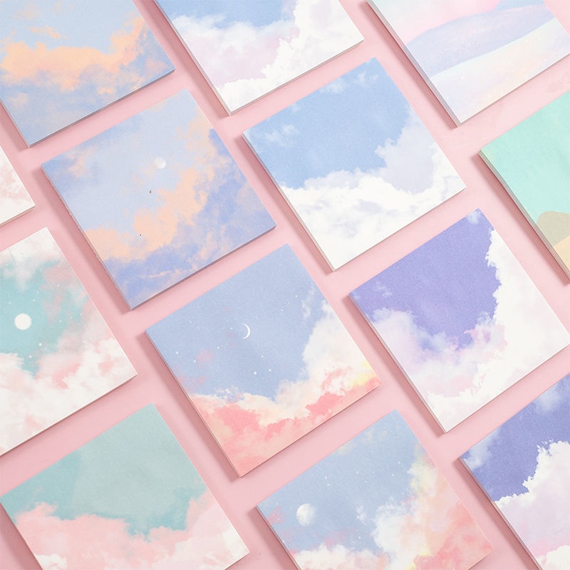 Giấy Ghi Chú Họa Tiết Bầu Trời Sao Phong Cách Nhật Bản Đơn Giản Độ Dính Cao