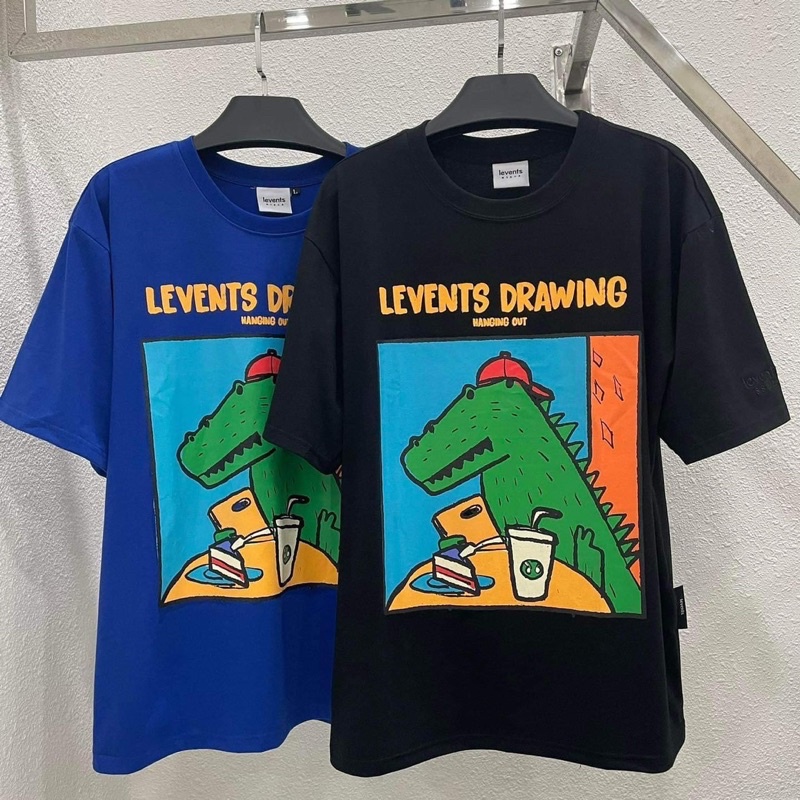 Áo Thun Tay Lỡ Unisex DRAWING hình Cá Sấu màu ĐEN  /Nam nữ unisex/ Áo phông cổ tròn form rộng Jaystoree