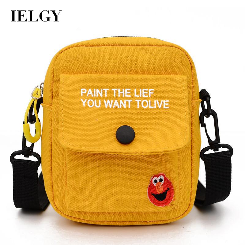IELGY Túi đeo chéo IELGY vải canvas phong cách Hàn Quốc cho nữ