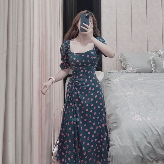 váy hoa nhí dáng dài cách điệu AH23