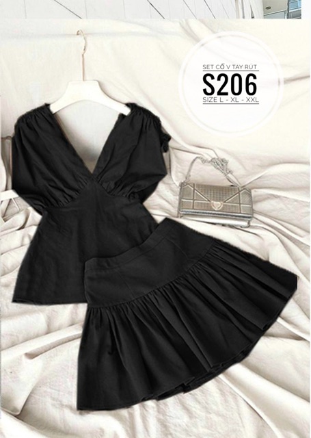 Bigsize Set cổ V tay rút S206