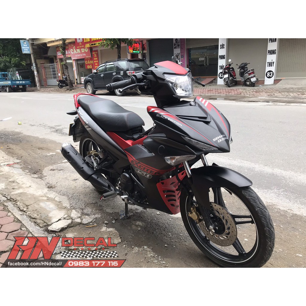 Tem Trùm Exciter 150 Đen Nhám Chỉ ĐỎ Semakin