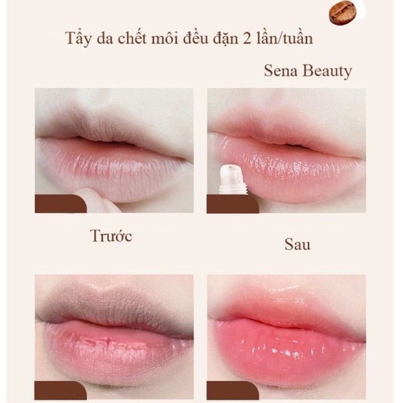 Tẩy da chết môi Heyxi Cafe CoffeeMoisturizing Lip Scrub giúp Dưỡng ẩm và Hồng môi Heyxi