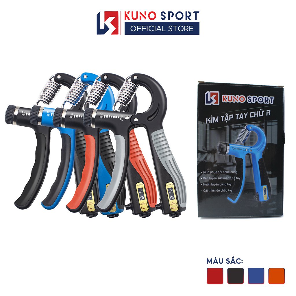 Kìm tập tay đa năng KUNO SPORT tập gym tại nhà chỉnh lực 5 - 60kg có bản đếm số điện tử cao cấp