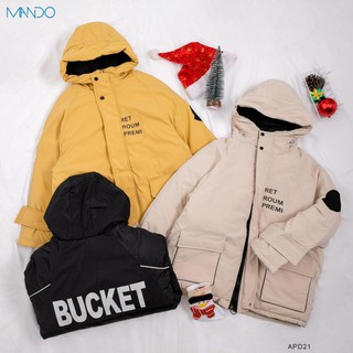 Áo Khoác Gió, Phao Dày Unisex Bucket Có Mũ, Phối Đồ Đẹp Phong Cách Hàn Quốc Thời Trang MANDO- APD21