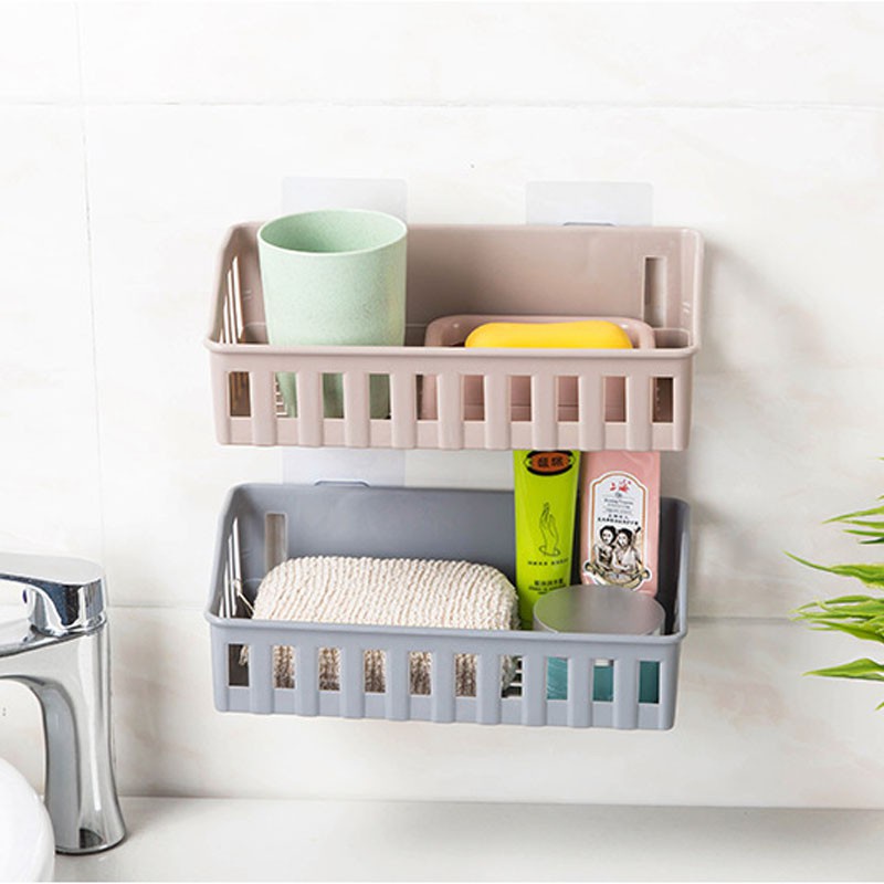 Khay Kệ Giá Nhựa Dán Tường Đa Năng Dán Nhà Bếp Nhà Tắm Phòng Ngủ .... Đựng Xà Phòng Gia Vị Lọ Hoa Đồ Tiện Ích